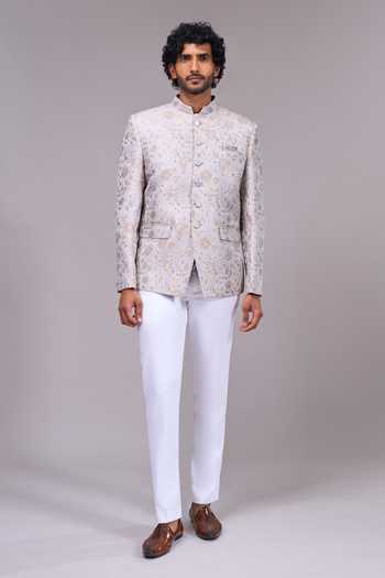 Buy Arihant Rai Sinha Ivory Satin Embroidery, Zari Floral Pattern Bandhgala Online at Aza Fashions Buy_Arihant Rai Sinha_Ivory Satin Embroidery, Zari Floral Pattern Bandhgala _Online_at_Aza_Fashions