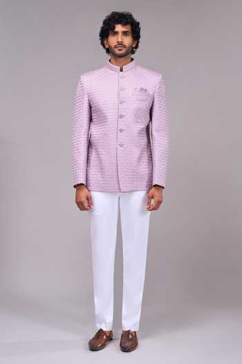 Arihant Rai Sinha Lilac Textured Bandhgala Online at Aza Fashions Arihant Rai Sinha_Lilac Textured Bandhgala _Online_at_Aza_Fashions