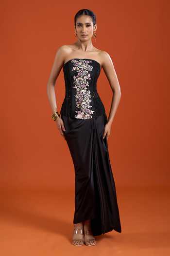 Anamika Khanna Placement Embroidered Top & Skirt Set 
