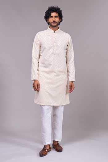 Buy_Arihant Rai Sinha_Beige Embroidered Bundi Kurta Set _Online_at_Aza_Fashions