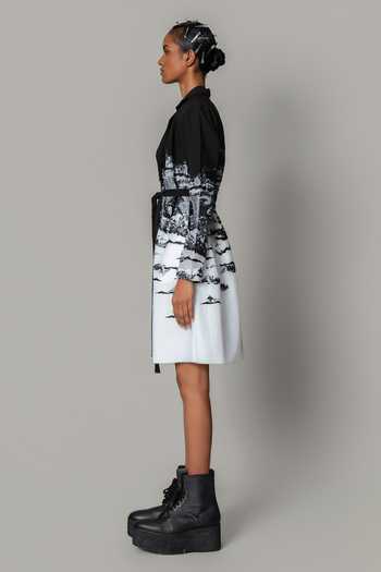 Anurag Gupta_Black Crepe, Net Hokusai Embroidered Short Dress _Online_at_Aza_Fashions