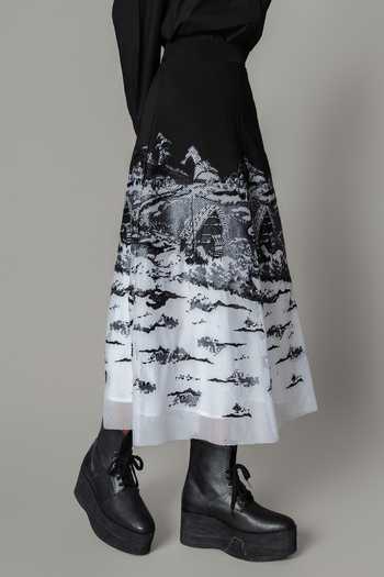 Anurag Gupta_Black Crepe, Net Hokusai Embroidered Skirt _Online_at_Aza_Fashions