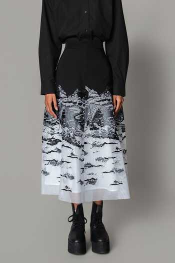Buy_Anurag Gupta_Black Crepe, Net Hokusai Embroidered Skirt _Online_at_Aza_Fashions