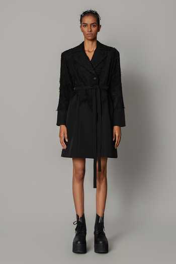 Anurag Gupta Black On Black Map Coat Dress 