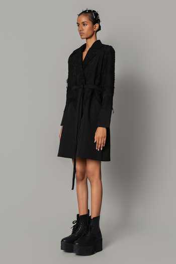 Buy_Anurag Gupta_Black Crepe Collared Neck On Map Coat Dress _Online_at_Aza_Fashions