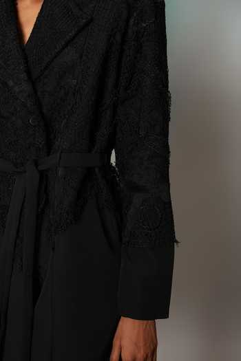 Shop_Anurag Gupta_Black Crepe Collared Neck On Map Coat Dress _Online_at_Aza_Fashions