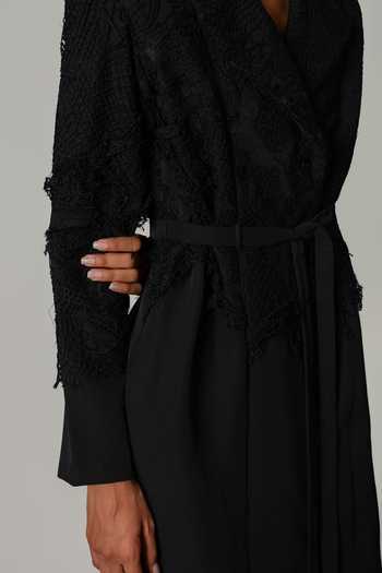 Anurag Gupta_Black Crepe Collared Neck On Map Coat Dress _at_Aza_Fashions
