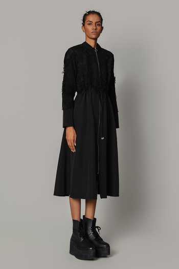 Buy Anurag Gupta Black Crepe Mandarin Collar On Map Long Dress Online at Aza Fashions Buy_Anurag Gupta_Black Crepe Mandarin Collar On Map Long Dress _Online_at_Aza_Fashions