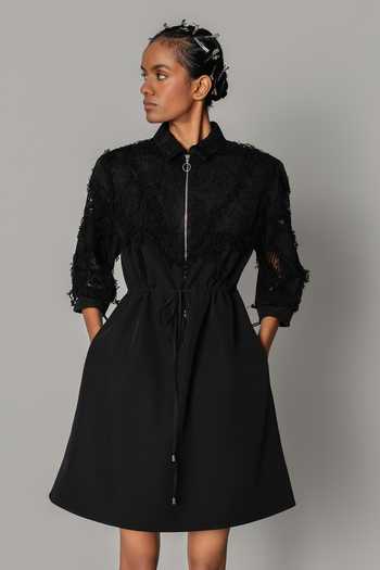 Anurag Gupta Black On Black Map Short Dress 
