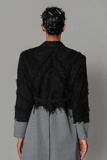 Anurag Gupta Black Map With Strips Coat Dress 