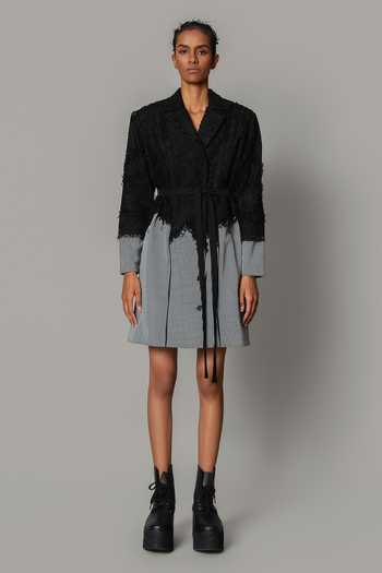 Anurag Gupta Black Map With Strips Coat Dress 