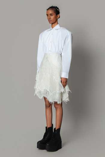 Anurag Gupta_White Organza Leaf Skirt _Online_at_Aza_Fashions