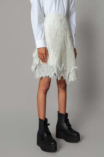 Buy_Anurag Gupta_White Organza Leaf Skirt _Online_at_Aza_Fashions
