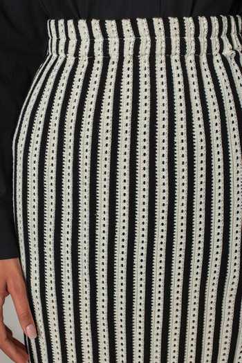 Anurag Gupta Black Knit Stripe Pattern Skirt at Aza Fashions Anurag Gupta_Black Knit Stripe Pattern Skirt _at_Aza_Fashions