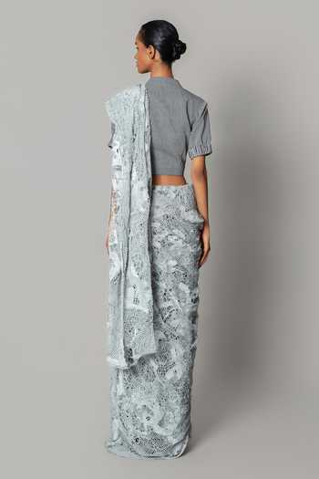 Anurag Gupta Applique Work Pre-Draped Saree With Blouse 