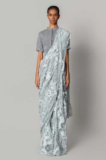 Anurag Gupta Applique Work Pre-Draped Saree With Blouse 