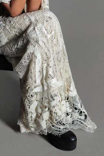 Buy_Anurag Gupta_Off White High Neck Embroidered Pre-draped Saree With Blouse _Online_at_Aza_Fashions