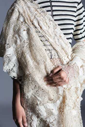 Shop_Anurag Gupta_Off White High Neck Embroidered Pre-draped Saree With Blouse _Online_at_Aza_Fashions