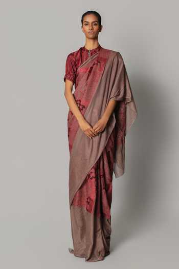 Anurag Gupta Embroidered Draped Saree With Blouse 