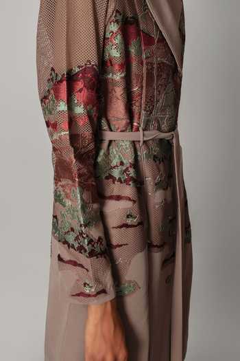Buy_Anurag Gupta_Brown Crepe Collared Neck Embroidered Hokusai Dress _Online_at_Aza_Fashions