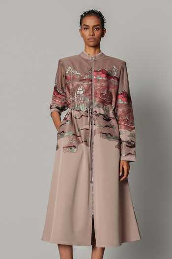 Anurag Gupta Hokusai Embroidered Midi Dress 