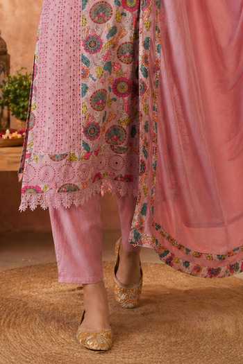 Buy Jhambthreads Pink Chiffon, Pure Cotton Round Neck Printed Kurta Set Online at Aza Fashions Buy_Jhambthreads_Pink Chiffon, Pure Cotton Round Neck Printed Kurta Set _Online_at_Aza_Fashions