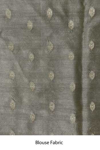 Jhambthreads_Beige Chanderi, Jacquard Zari Saree And Unstitched Blouse Fabric Set _Online_at_Aza_Fashions