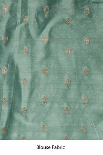 Buy_Jhambthreads_Blue Silk, Tissue, Dupion Lace Border Saree And Unstitched Blouse Fabric _Online_at_Aza_Fashions