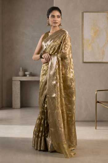 Jhambthreads Banarasi Woven Saree With Unstitched Blouse 