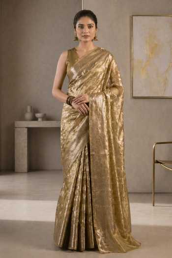 Jhambthreads Banarasi Woven Saree With Unstitched Blouse 