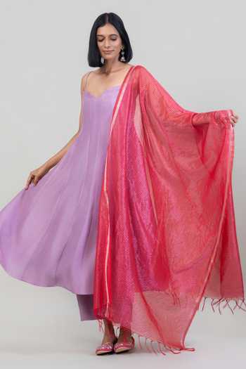 Tuli Purple Silk, Cotton, Organza Sweetheart Inaya Contrast Anarkali And Dupatta Set at Aza Fashions Tuli_Purple Silk, Cotton, Organza Sweetheart Inaya Contrast Anarkali And Dupatta Set _at_Aza_Fashions