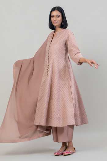 Buy_Tuli_Purple Chanderi, Jacquard, Silk, Cotton, Kota Doria Split Naaz Anarkali Set 