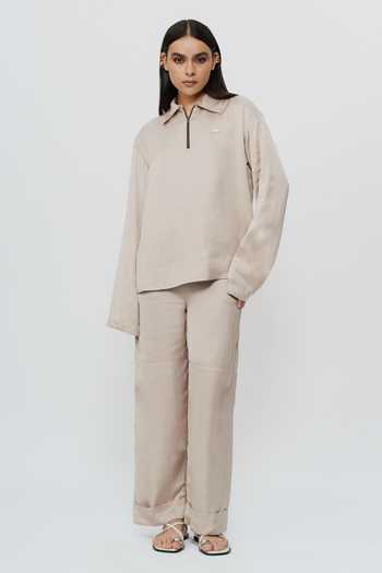 AK-OK Khaki Silk Shirt & Trouser Co-Ord Set 