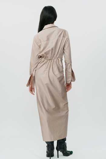 AK-OK Cotton Khaki Shirt Dress 