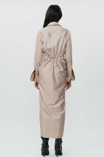Buy_AK-OK_Beige Cotton Collared Neck Khaki Shirt Dress 