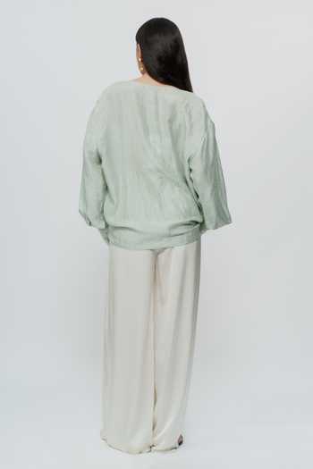 AK-OK Silk Draped Shirt 