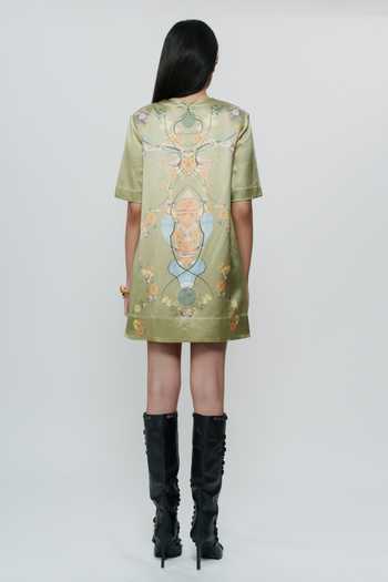 AK-OK Printed Silk Dress 