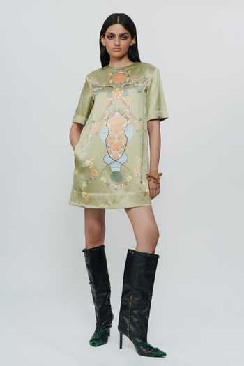 AK-OK Printed Silk Dress 