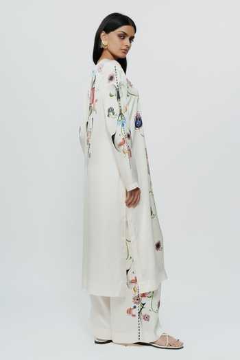 AK-OK_Off White Silk Round Neck Astral Print Kurta And Trouser Set _Online_at_Aza_Fashions