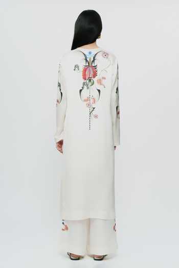 AK-OK Astral Print Silk Kurta & Trouser Set 