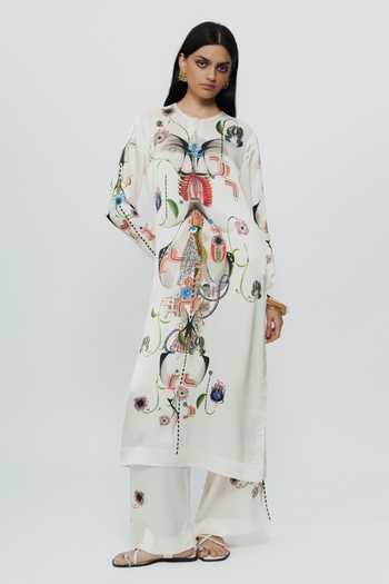 Shop_AK-OK_Off White Silk Round Neck Astral Print Kurta And Trouser Set _Online_at_Aza_Fashions