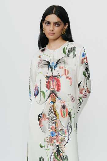 Shop_AK-OK_Off White Silk Round Neck Astral Print Kurta And Trouser Set 