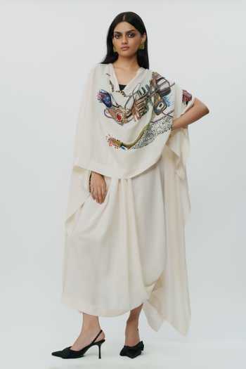 AK-OK Astral Print Cape & Lungi Skirt Set 