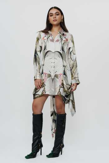 AK-OK Astral Print Short Dress 