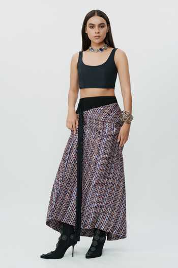 AK-OK Geometric Pattern Overlay Skirt 