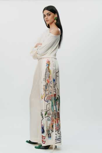 Buy_AK-OK_Off White Silk Astral Print Broad Pant _Online_at_Aza_Fashions