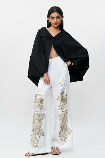 AK-OK Shredded Embroidered Cotton Pant 