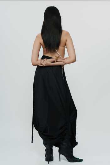AK-OK Draped Knotted Cord Waist Skirt 