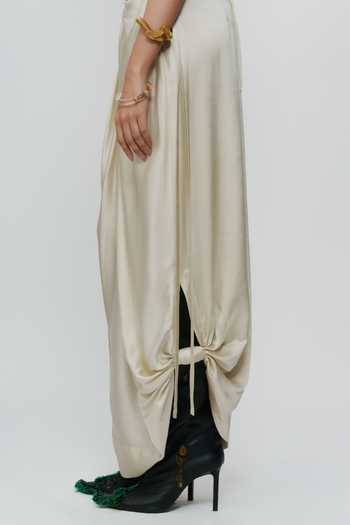 Buy AK-OK Ivory Silk Draped Knotted Cord Waist Skirt Online at Aza Fashions Buy_AK-OK_Ivory Silk Draped Knotted Cord Waist Skirt _Online_at_Aza_Fashions