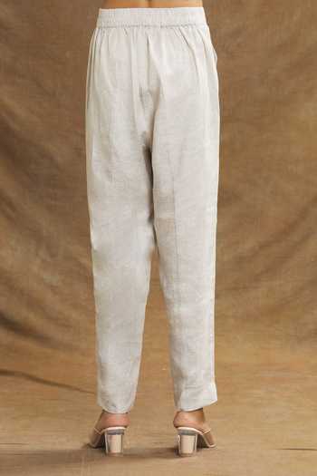 Linen Bloom_Beige Linen Solid High Waisted Pant _Online_at_Aza_Fashions